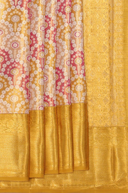 Collection of Kanchipattu Tissue Brocade Gold Pink Saree in a gallery layout