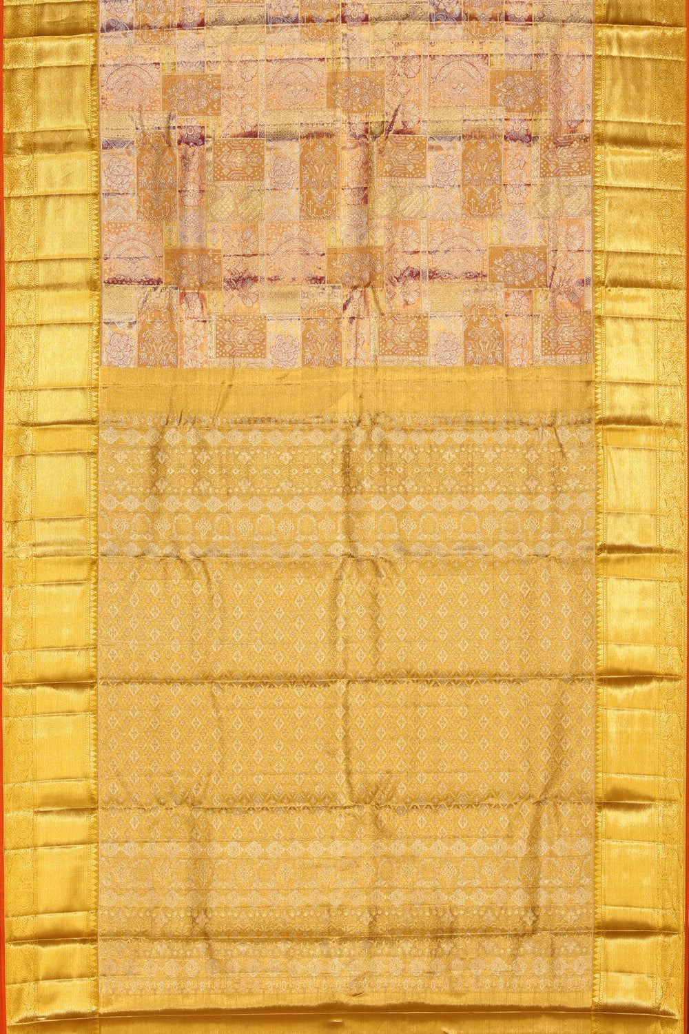 Image of Kanchipattu Tissue Brocade Gold Pink Saree