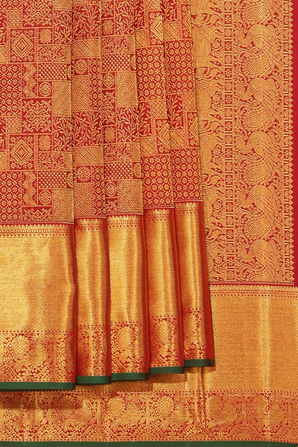 Collection of Kanchipattu Brocade Red Saree in a gallery layout