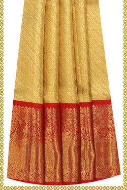 Collection of Kanchipattu Gold Pavada Unstitched Set in a gallery layout