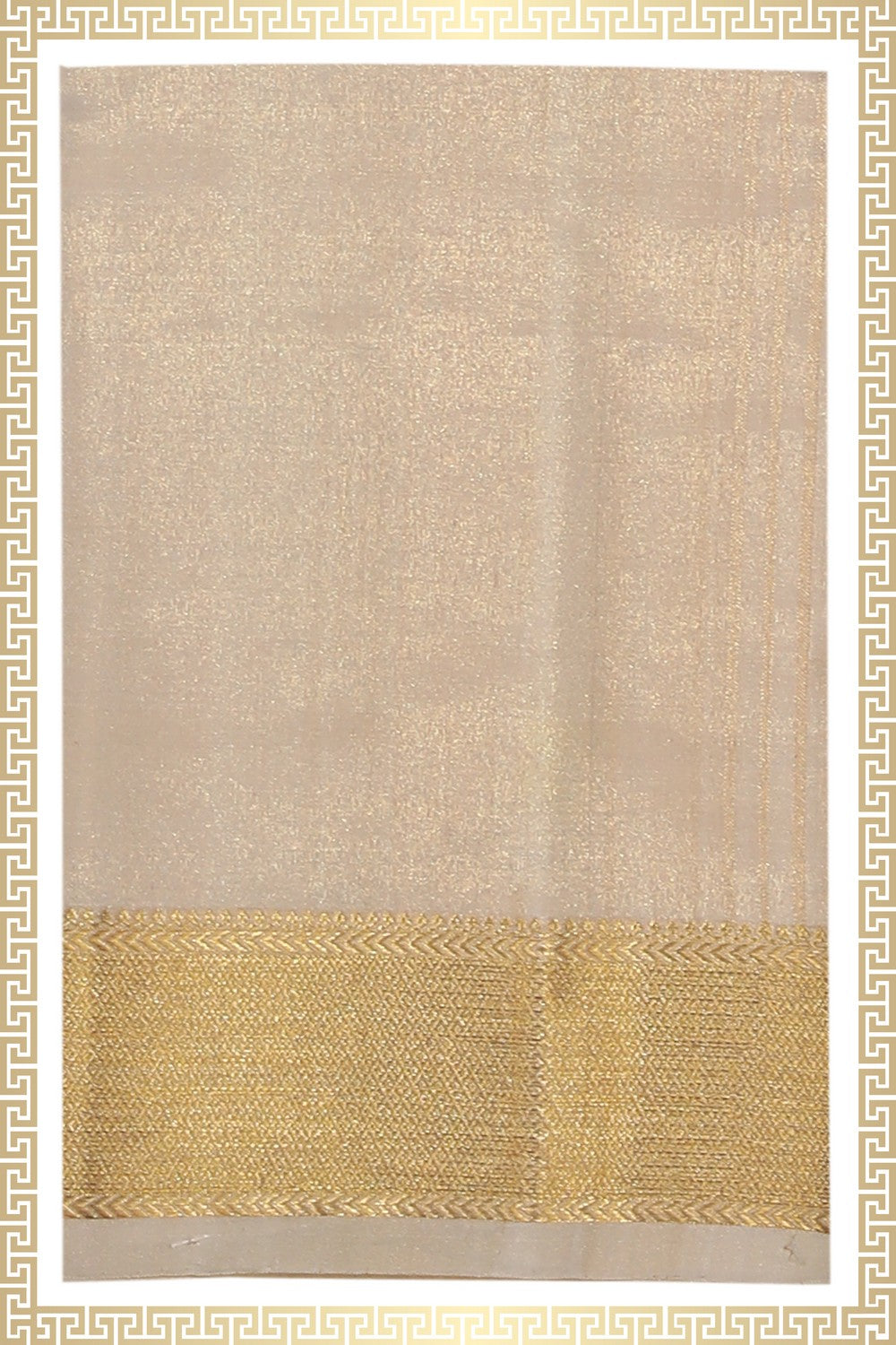 Collection of Kanchi Silk Gold Off-White Dhoti With Kanduva (8 X 4) in a gallery layout