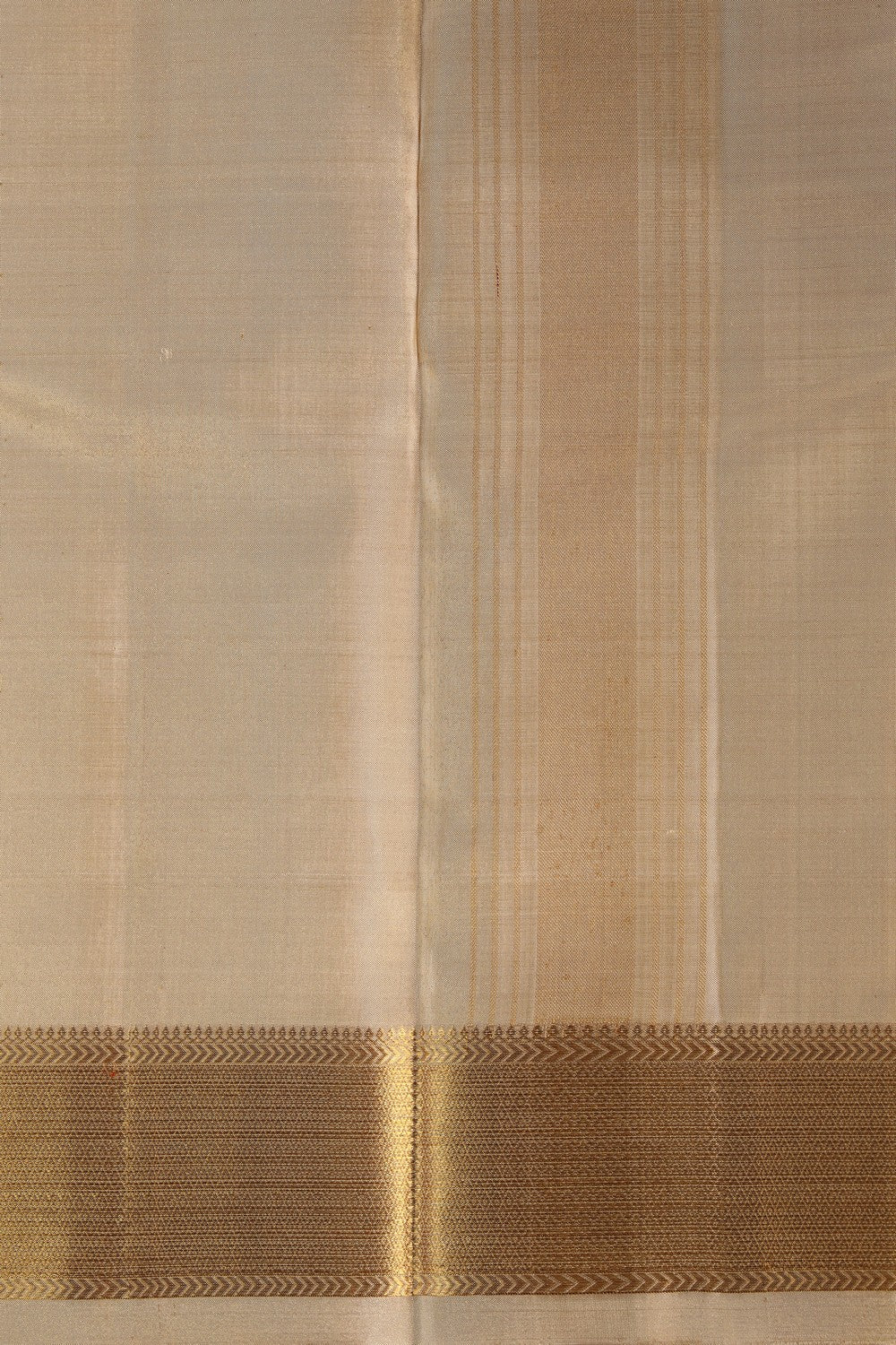 Collection of Kanchi Silk Gold Off-White Dhoti With Kanduva (8 X 4) in a gallery layout