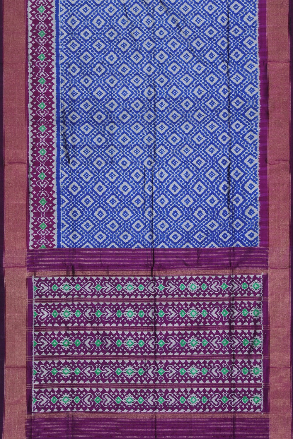 Pochampally Ikat Silk Royal Blue Saree