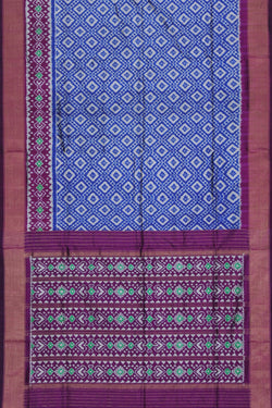 Image of Pochampally Ikat Silk Royal Blue Saree