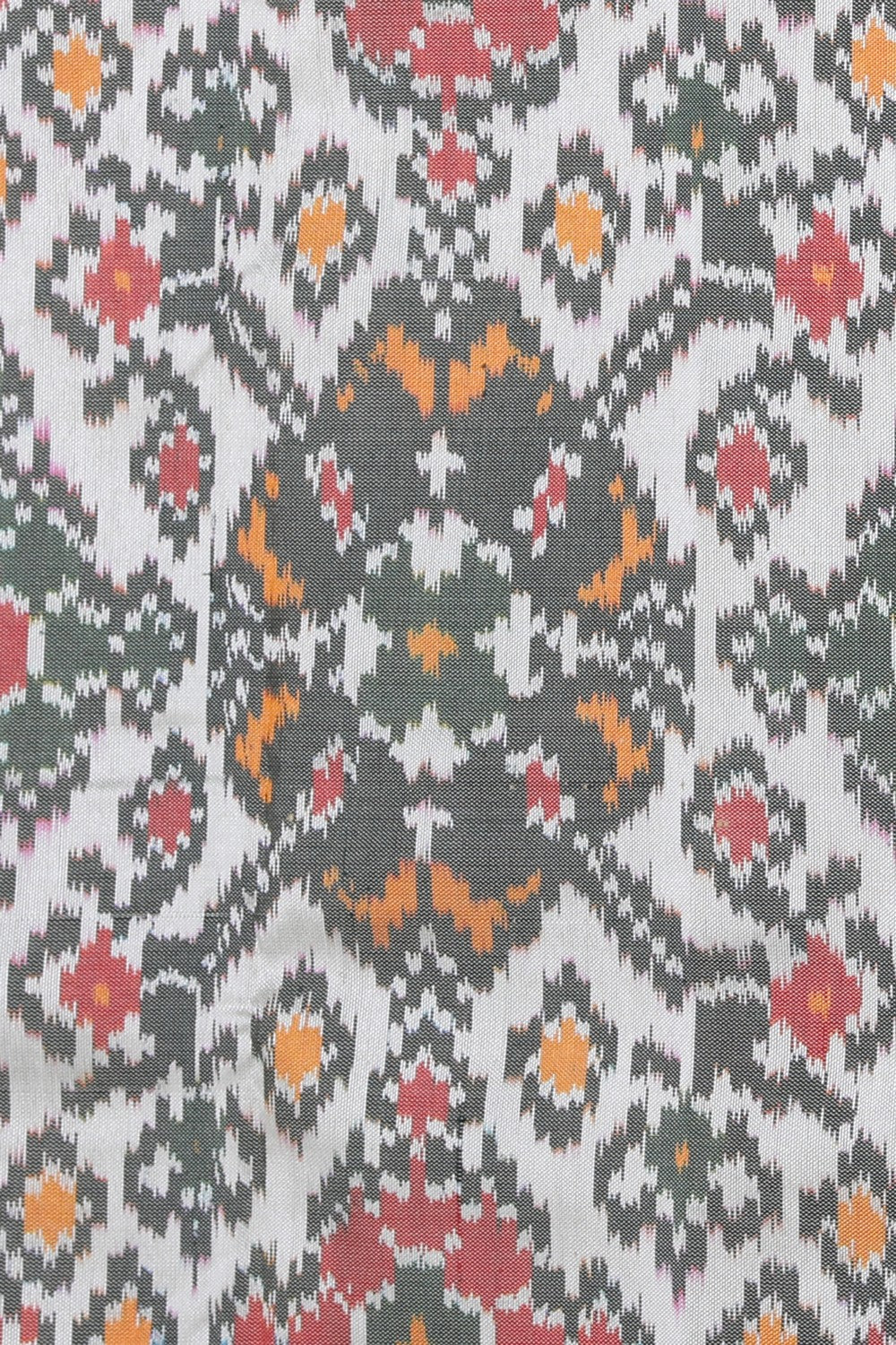 Collection of Pochampally Ikat Silk Off-White Saree in a gallery layout