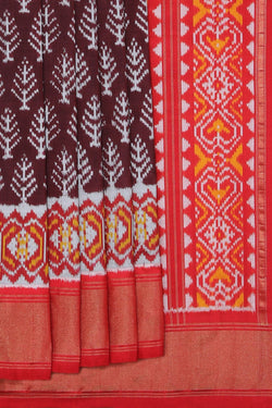 Collection of Pochampally Ikat Silk Brown Saree in a gallery layout