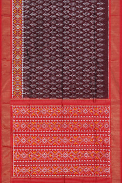 Collection of Pochampally Ikat Silk Brown Saree in a gallery layout