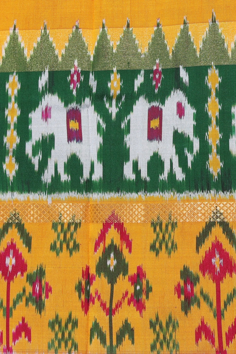 Pochampally Ikat Silk Mustard Saree