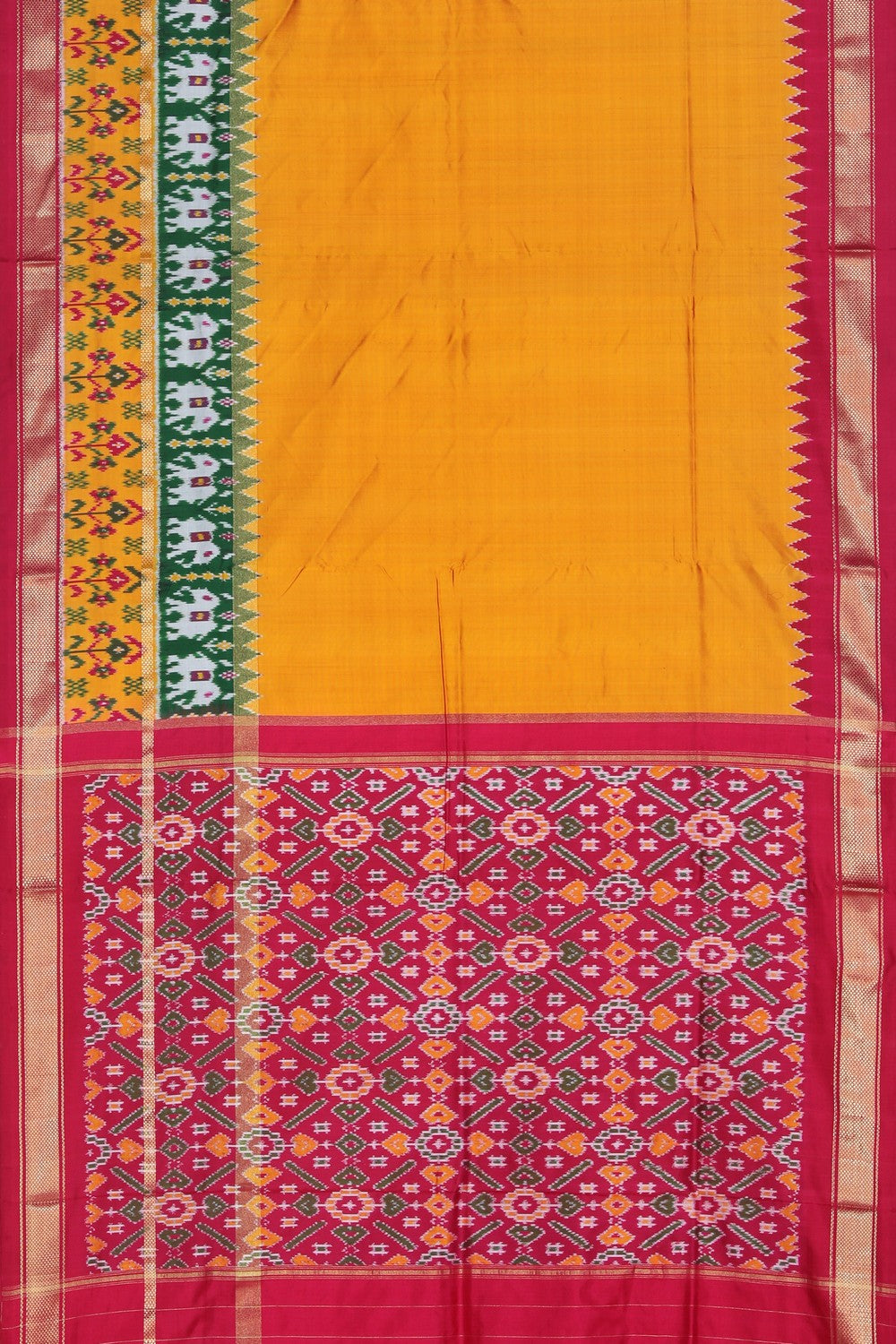 Pochampally Ikat Silk Mustard Saree