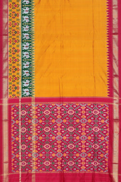 Image of Pochampally Ikat Silk Mustard Saree