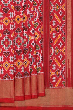 Collection of Pochampally Ikat Silk Red Saree in a gallery layout