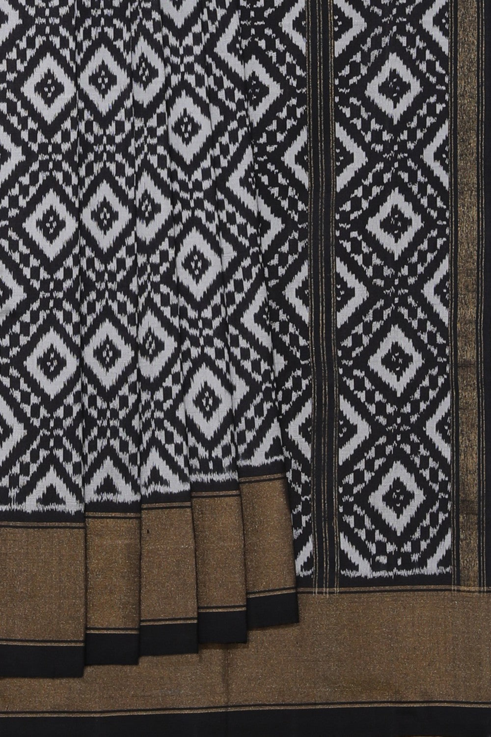 Collection of Pochampally Ikat Silk Black Saree in a gallery layout