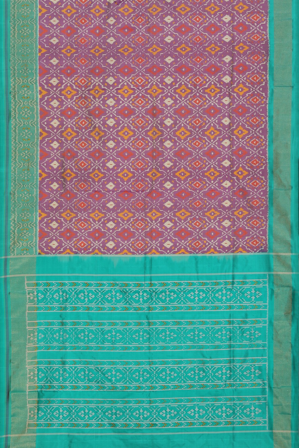 Collection of Pochampally Ikat Silk Lavender Purple Saree in a gallery layout