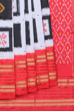 Collection of Pochampally Ikat Silk White Saree in a gallery layout