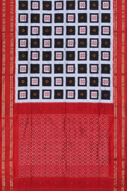 Collection of Pochampally Ikat Silk White Saree in a gallery layout