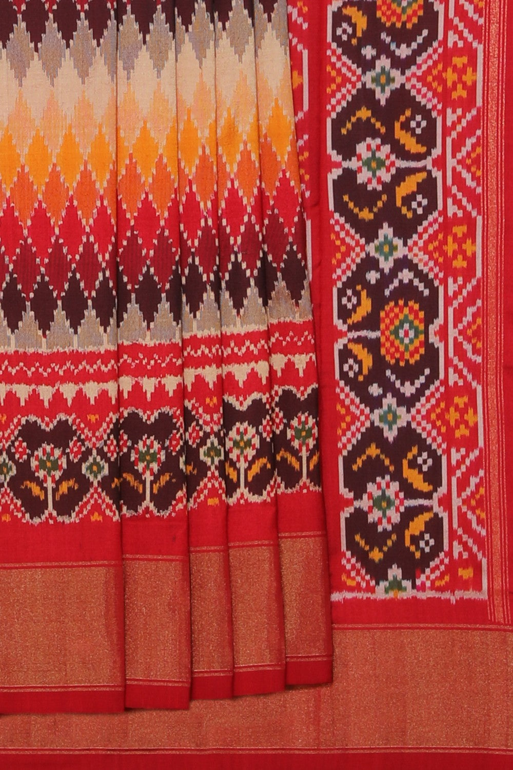 Collection of Pochampally Ikat Silk Multi-Colour Saree in a gallery layout