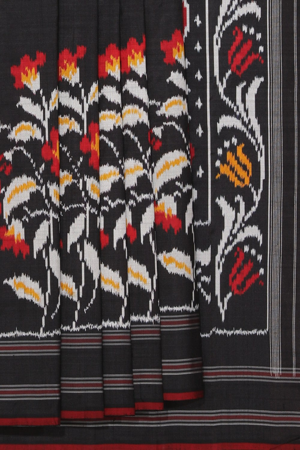 Collection of Pochampally Ikat Silk Black Saree in a gallery layout