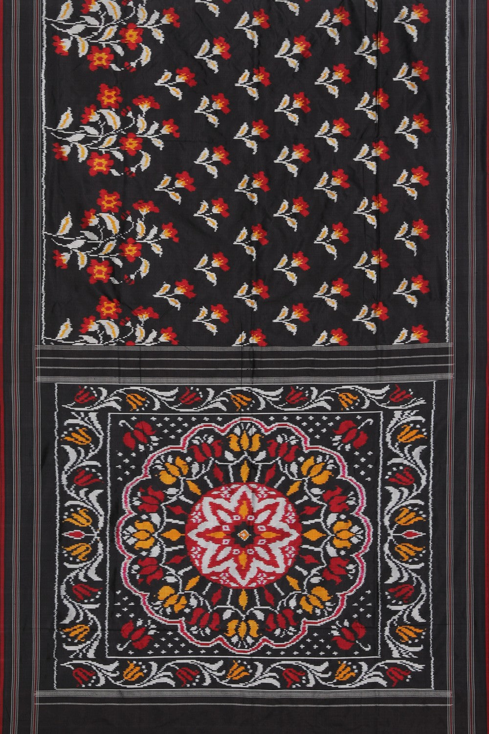 Collection of Pochampally Ikat Silk Black Saree in a gallery layout