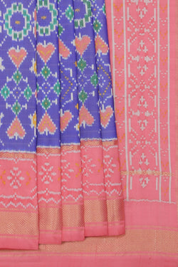 Collection of Pochampally Ikat Silk Purple Saree in a gallery layout