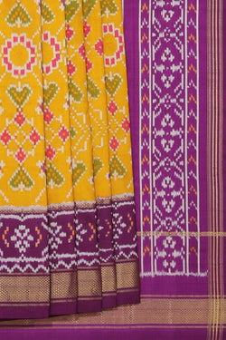 Collection of Pochampally Ikat Silk Yellow Saree in a gallery layout