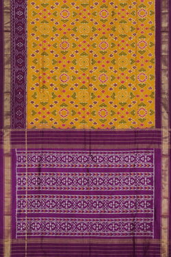 Collection of Pochampally Ikat Silk Yellow Saree in a gallery layout