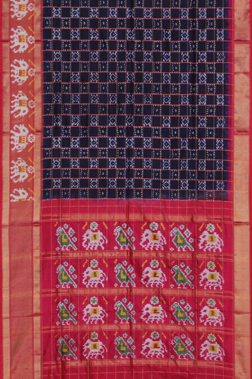 Pochampally Ikat Silk Navy Blue Saree