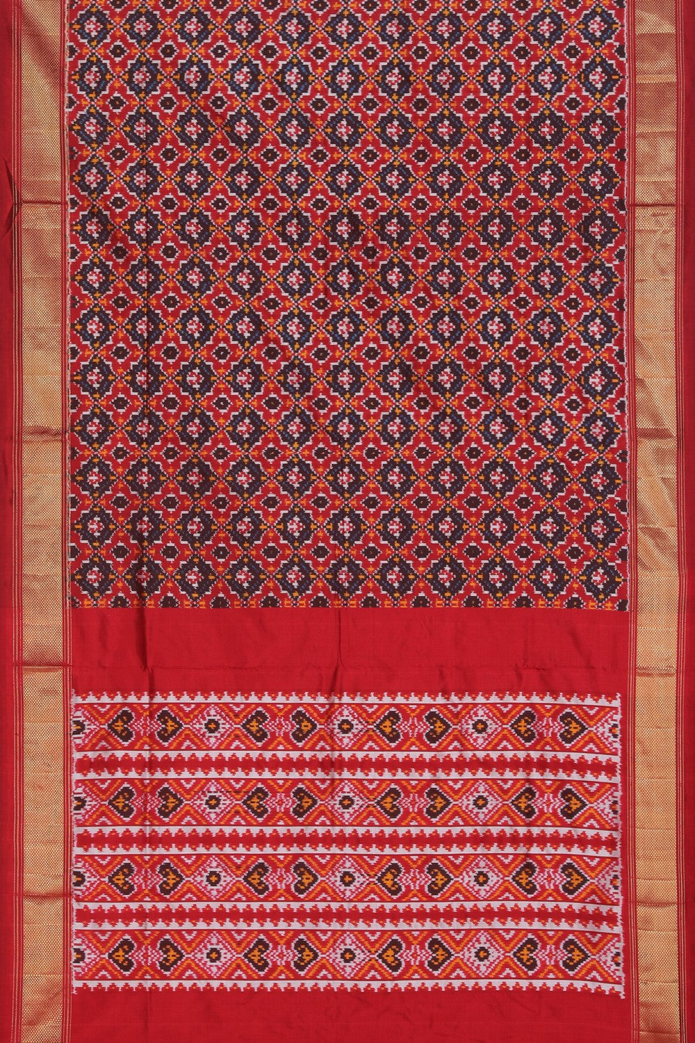 Pochampally Ikat Silk Red Saree