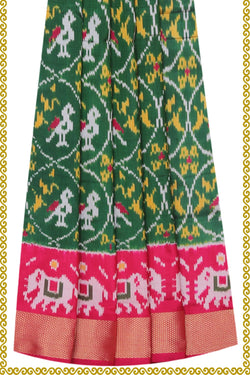 Image of Pochampally-Silk Pavada Unstitched Set