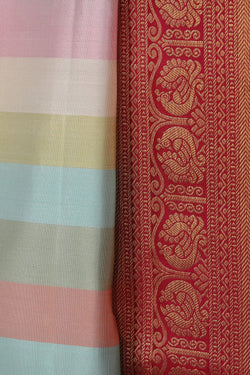 Collection of Kanchipattu Multi-Colour Horizontal Striped Saree in a gallery layout