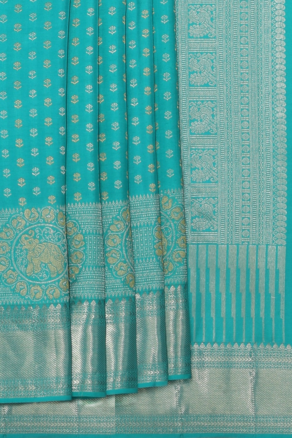 Collection of Kanchipattu Brocade Sea Green Saree in a gallery layout