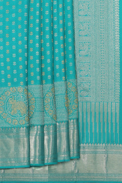 Collection of Kanchipattu Brocade Sea Green Saree in a gallery layout