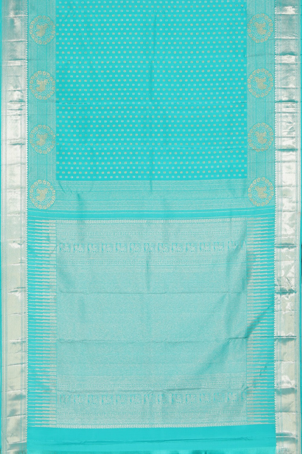 Collection of Kanchipattu Brocade Sea Green Saree in a gallery layout