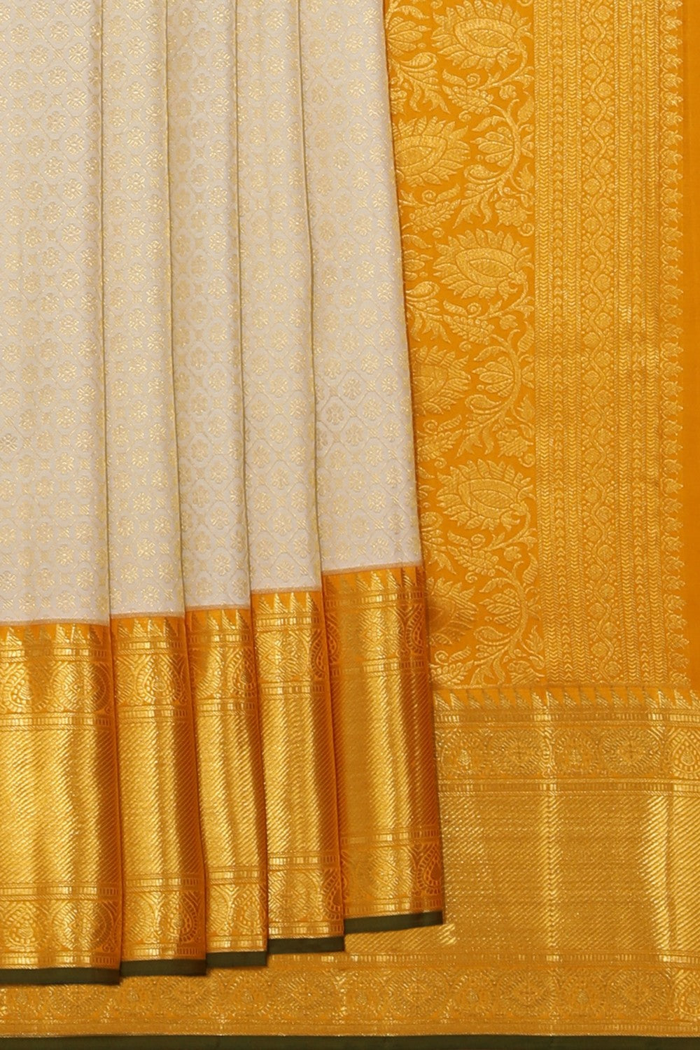 Collection of Kanchipattu Brocade Off-White Saree in a gallery layout