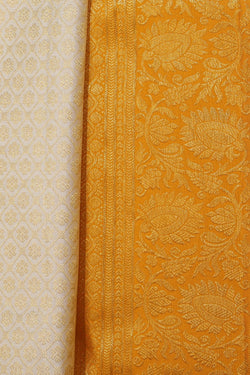 Collection of Kanchipattu Brocade Off-White Saree in a gallery layout