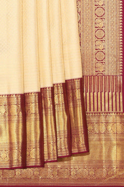 Collection of Kanchipattu Brocade Off-White Saree in a gallery layout