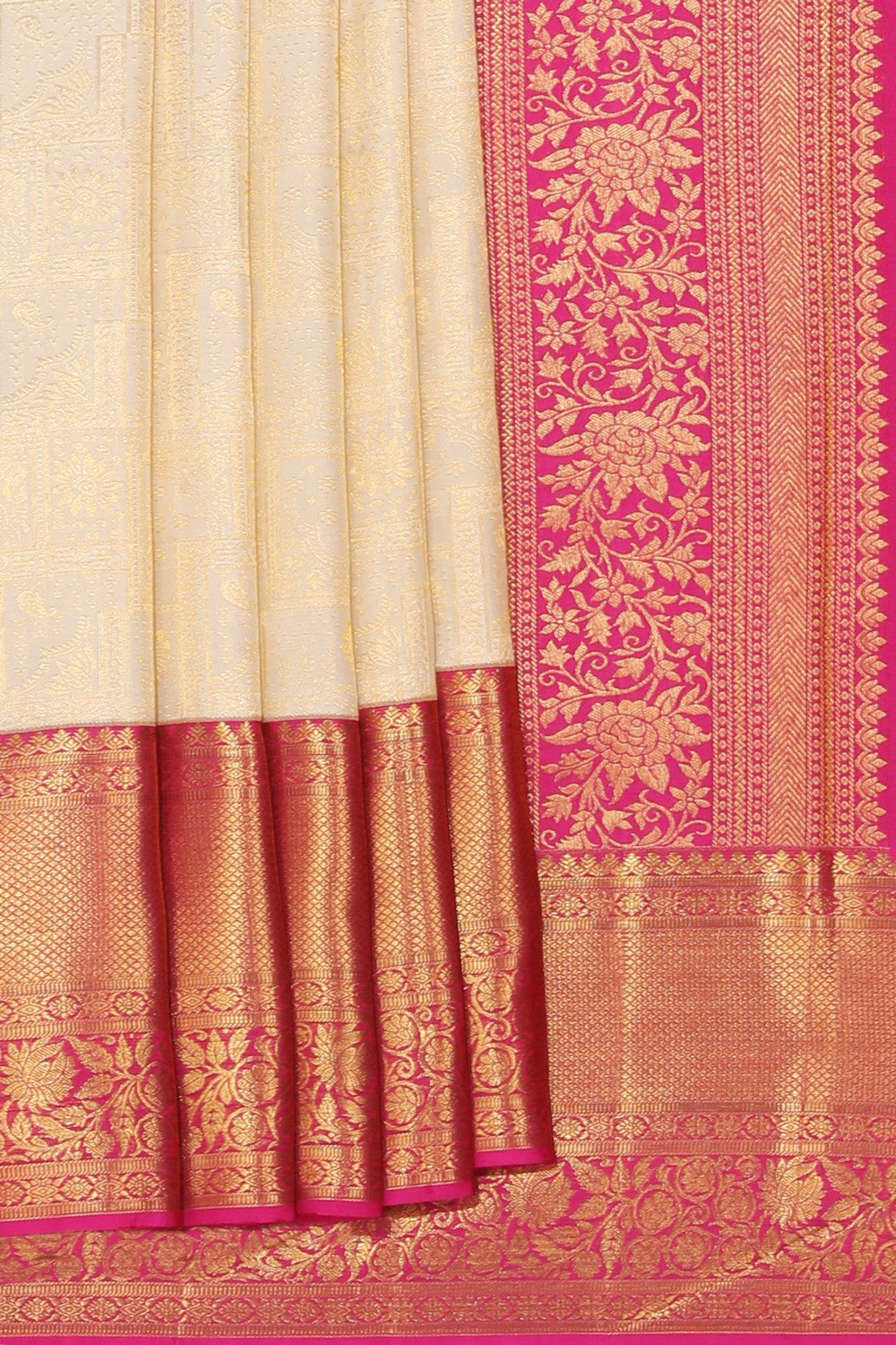 Collection of Kanchipattu Brocade Off-White Saree in a gallery layout