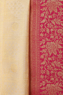 Collection of Kanchipattu Brocade Off-White Saree in a gallery layout