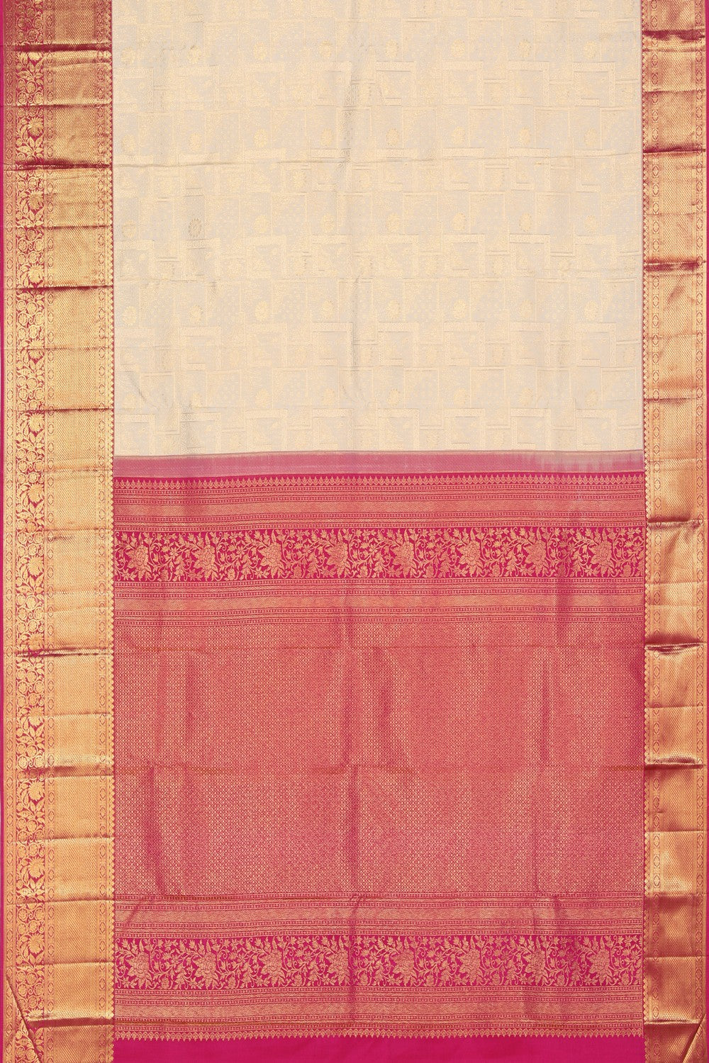 Collection of Kanchipattu Brocade Off-White Saree in a gallery layout