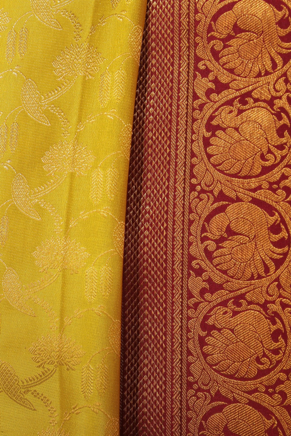 Collection of Kanchipattu Brocade Spring Yellow Saree in a gallery layout