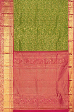 Collection of Kanchipattu Brocade Green Saree in a gallery layout