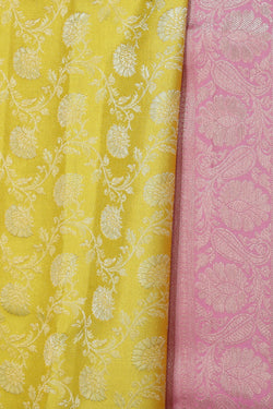 Collection of Kanchipattu Brocade Spring Yellow Saree in a gallery layout