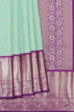 Collection of Kanchipattu Brocade Sea Green Saree in a gallery layout