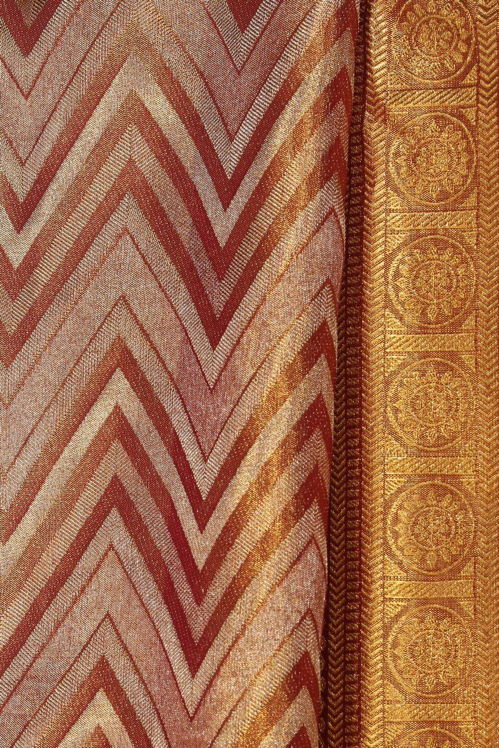 Collection of Kanchipattu Tissue Brocade Gold Saree in a gallery layout