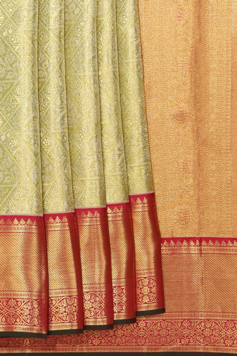 Collection of Kanchipattu Brocade Spring Green Saree in a gallery layout