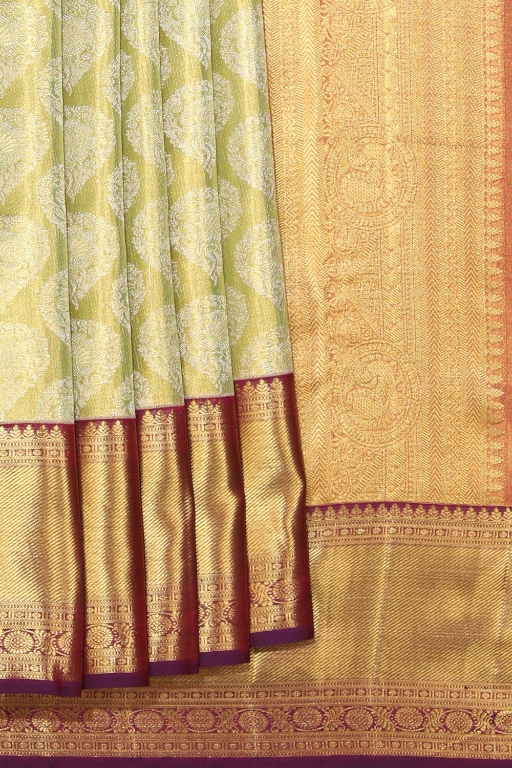 Collection of Kanchipattu Brocade Green Saree in a gallery layout