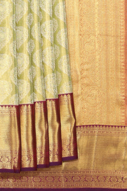 Collection of Kanchipattu Brocade Green Saree in a gallery layout