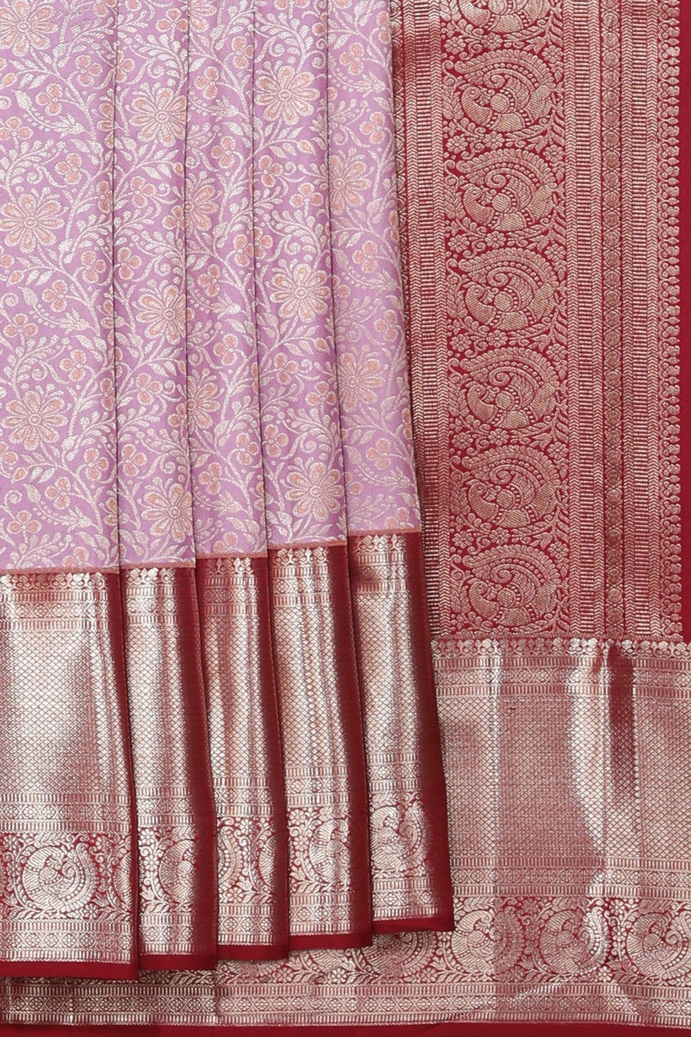 Collection of Kanchipattu Brocade Lavender-Purple Saree in a gallery layout