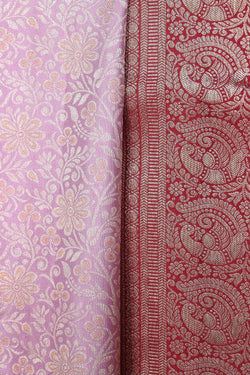 Collection of Kanchipattu Brocade Lavender-Purple Saree in a gallery layout