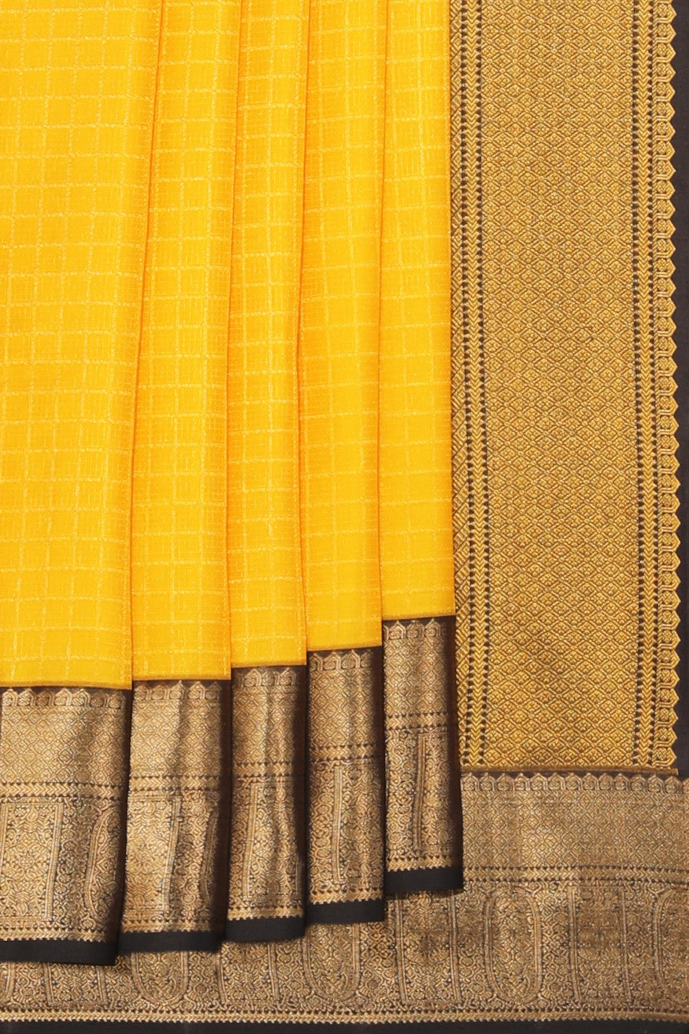 Collection of Kanchipattu Check Pattern Yellow Saree in a gallery layout