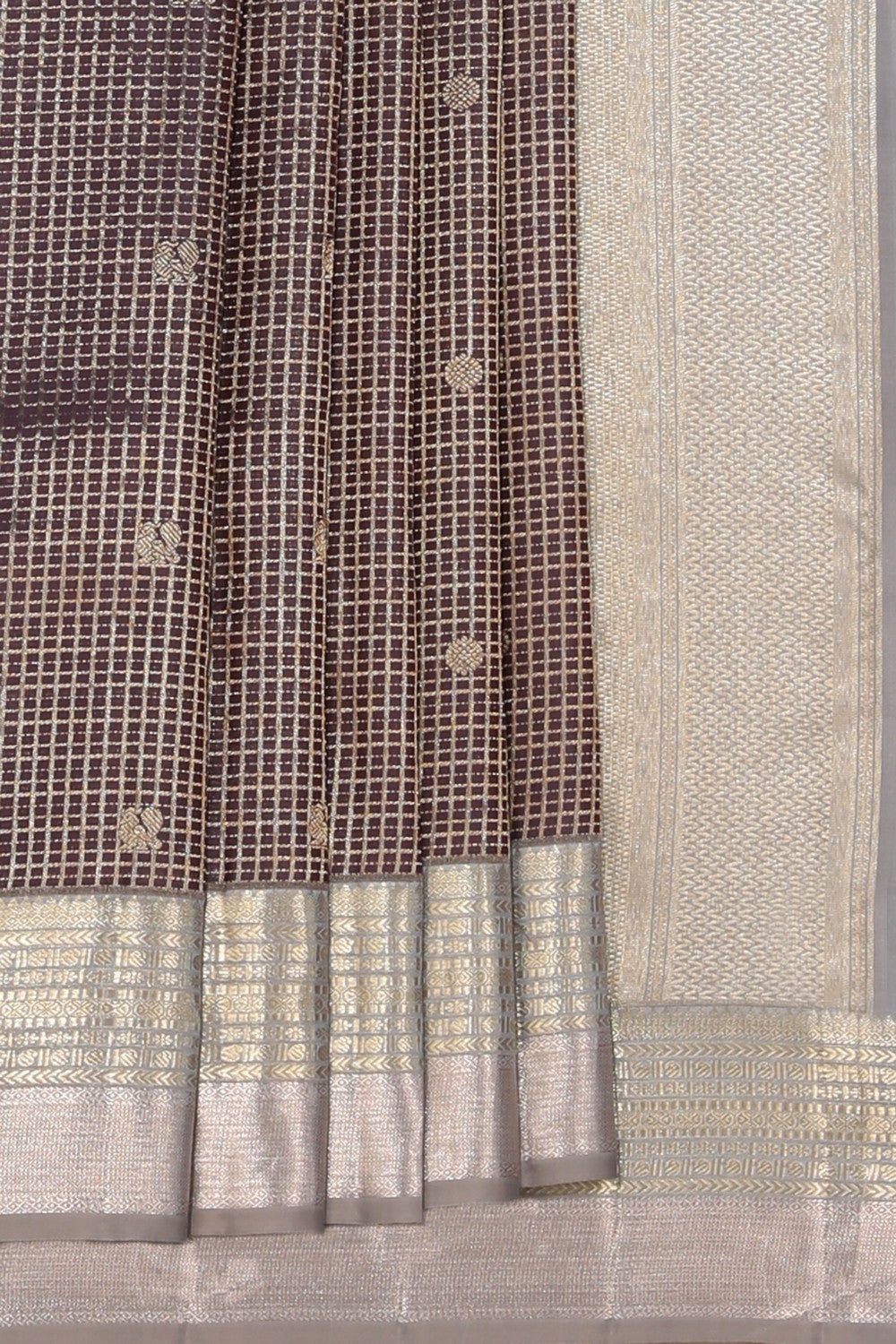 Collection of Kanchipattu Check Pattern Purple Saree in a gallery layout